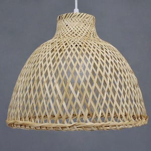 Handwoven Bamboo Pendant Light,Bamboo Ceiling Lamp,Bamboo Lighting Fixture,Room Ceiling Light,Boho Ceiling Fixture,Natural Bamboo Light