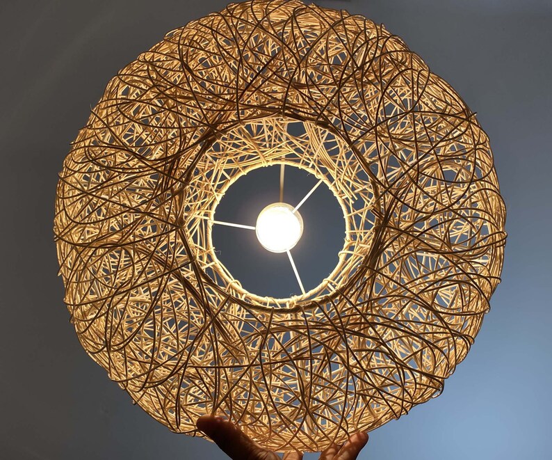Ovalshaped Rattan Lighting Fixture natural Rattan Pendant Etsy