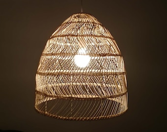 Wavy Rattan Pendant Light - Rustic Rattan Lighting - Rustic Basket Lighting Fixtures -Dining Room Table Lighting - 110-240V -Using Worldwide