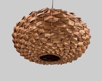 Brown or Natural Bamboo Color Oval Shape Bamboo Pendant Light -Hanging lamp-Bamboo Lamp Fixture-Dining Room Lighting-Restaurant Lighting