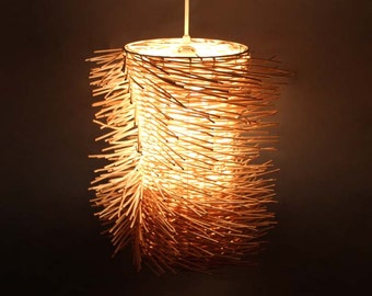 Handwoven Rattan Pendant Light, Rustic Ceiling Lamp, Rattan Lighting Fixture,Lampshade W11.8" x H13.4"