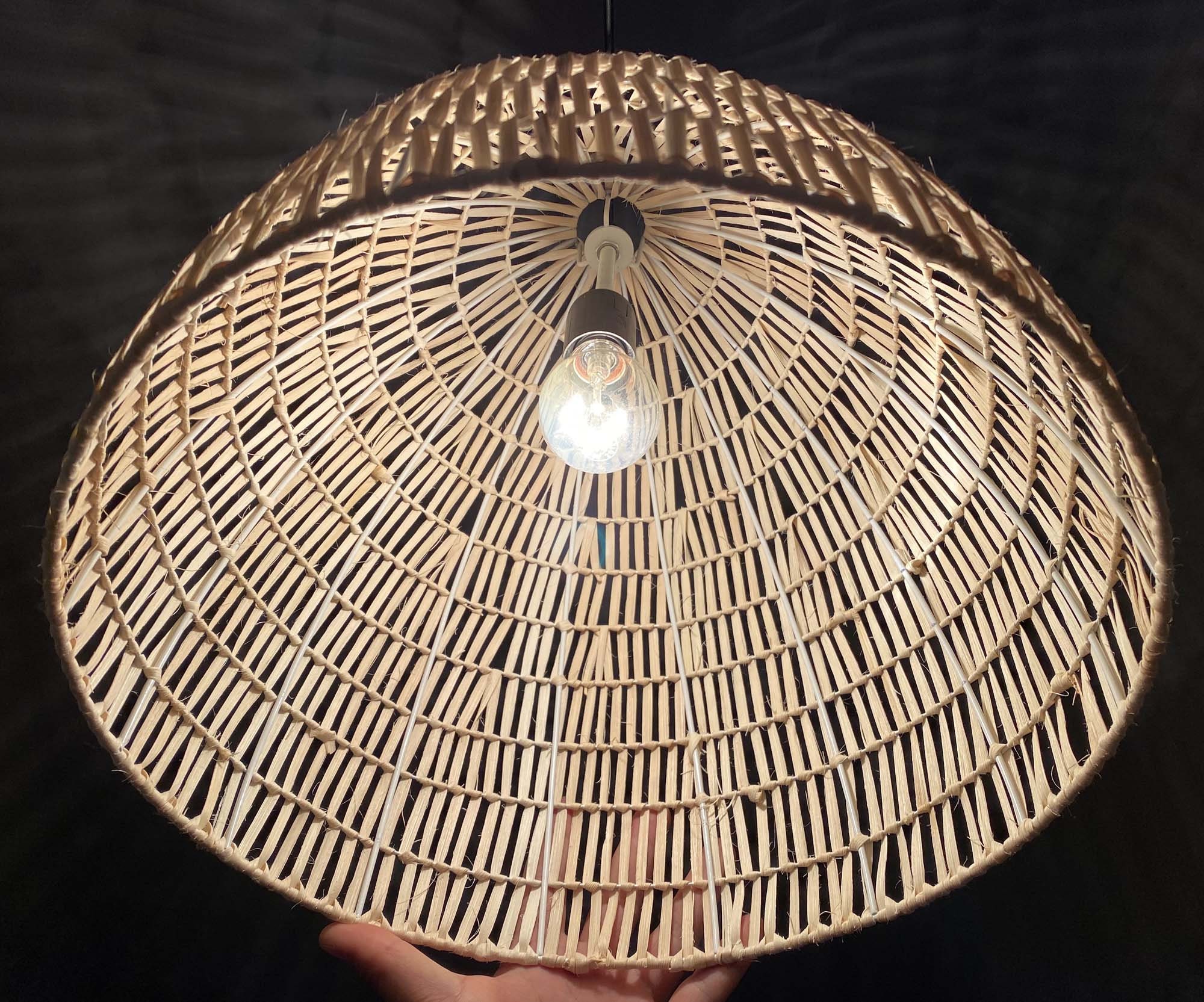 GANAZONO 2pcs Woven Lamp Shade Rattan Pendant Light Cover Vintage Chandelier Lampshades Farmhouse Hallway Lights Dome for Home Restaurant Office 