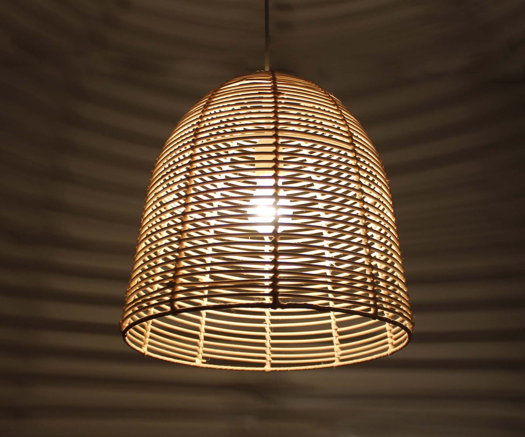 Lighting Raft Rounded Rectangular Shaoe Hand Woven Rattan Pendant Light – Rustic Round Lighting Fixture - Etsy
