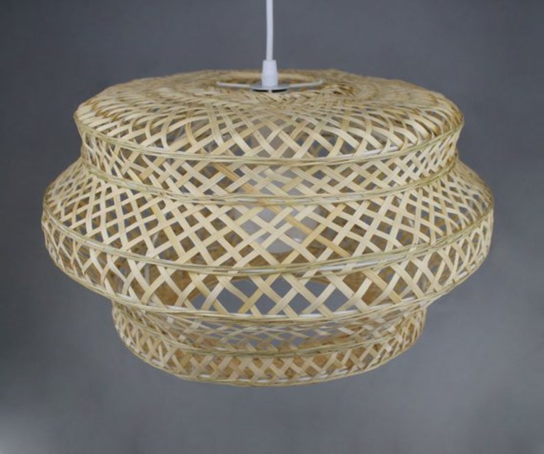 Natural Bamboo Lampshade Fixture Bamboo Lightingpendant Etsy