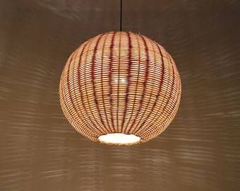 Natural Rattan Spherical Lighting Fixtures - Rattan Pendant Light - Rustic Ball Lighting - 110-240V/50-60Hz - Using Worldwide