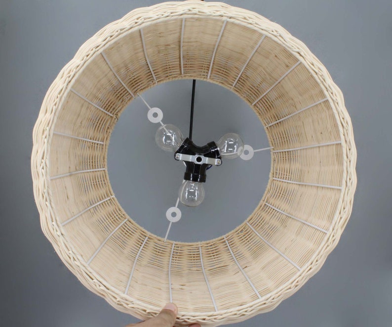 Circular Truncated Cone Shaped Pendant Light Rattan Pendant Light Three Light Bulb Sockets 110-240V/50-60Hz Free Shipping Worldwide image 5