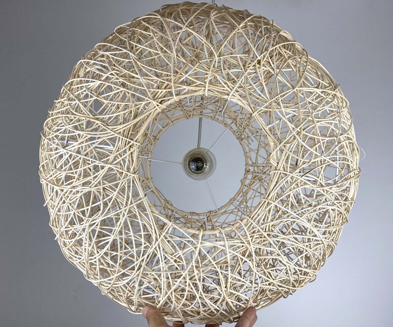 Ovalshaped Rattan Lighting Fixture natural Rattan Pendant Etsy