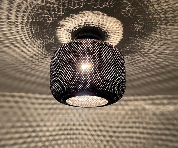 Black bamboo light fixture deals