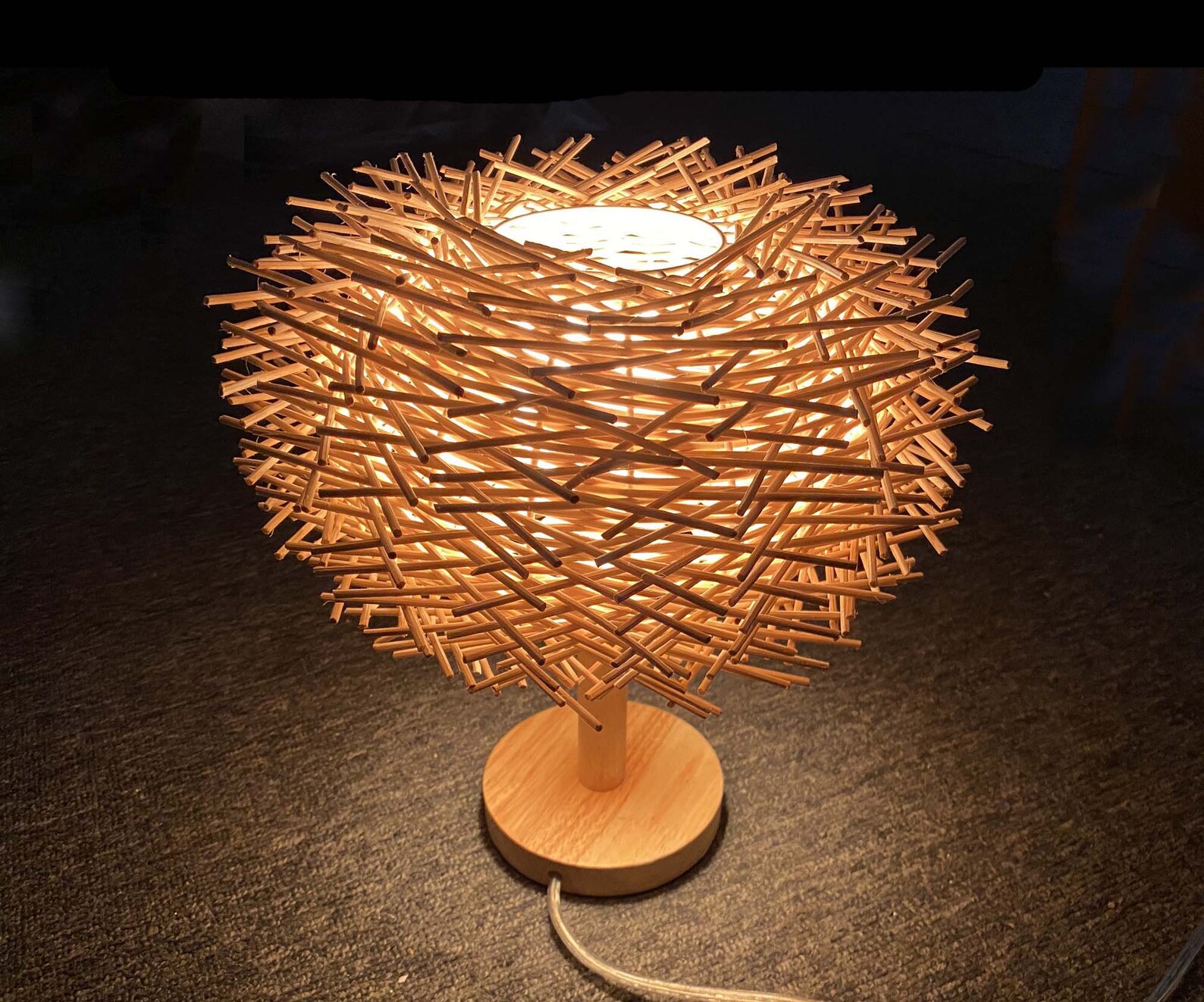 Black Bird Nest Table Lamp Black Desk Lighting Countryside Etsy