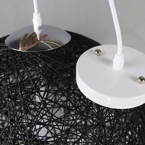 Pendant Light  
Paper Rope Chandelier  
Woven Lampshade  
Boho Lighting  
Custom Chandelier  
Hardwired Pendant  
Plug In Light  
Spherical Pendant  
Eco Friendly Decor  
Modern Home Decor  
Customizable Lighting  
Artisan Chandelier  
Minimalist Lighting