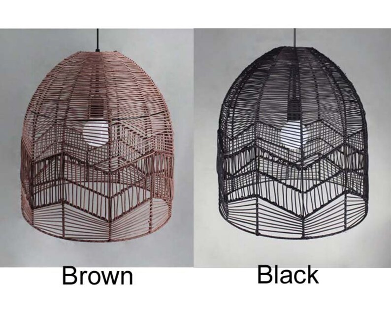 BLACK Rattan Pendant Lightslighting Pendant Black Rattan Etsy