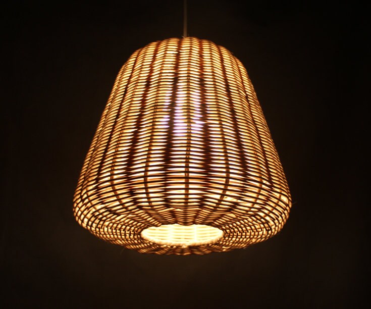 Bonatical Rattan Lighting Natural Rattan Pendant Light – Rustic Bar Lighting, Black or Natural - Etsy