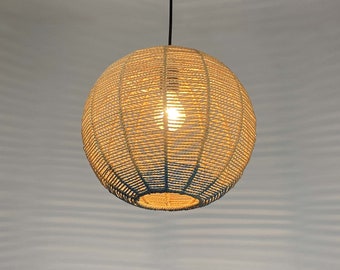 Light Brown Paper Rope Pendant Light - Hand Woven Rope Lighting - Rope Lamps - Home Living Lighting - 110-240V/50-60Hz