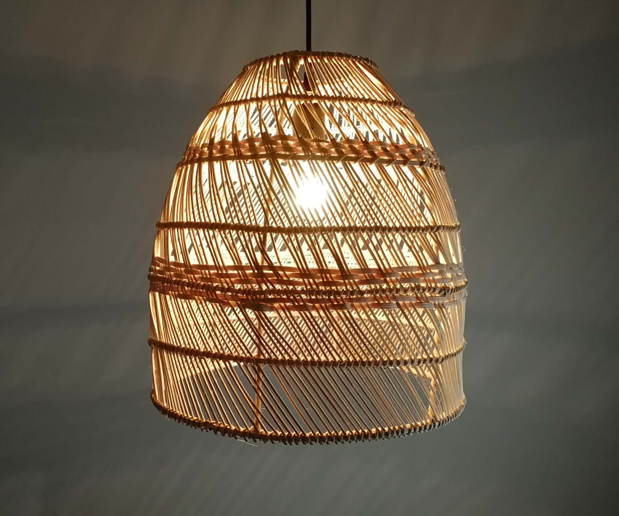 Bell Rattan Pendant Light – Woven Lampshade, Natural Finish (14.5'') - Etsy