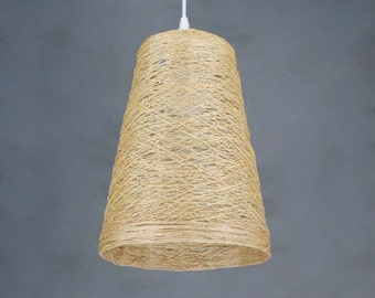 Suspension rustique en corde de chanvre - Abat-jour en fibre naturelle