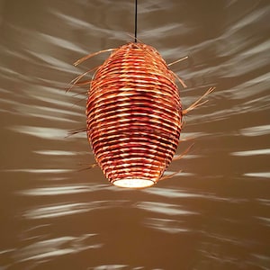 Rattan Pendant Light,Cocoon-shaped Lighting Fixture,Wildly Style Lighting,Rustic Lighting,Rattan Pendant Light,Farmhouse Chandelier