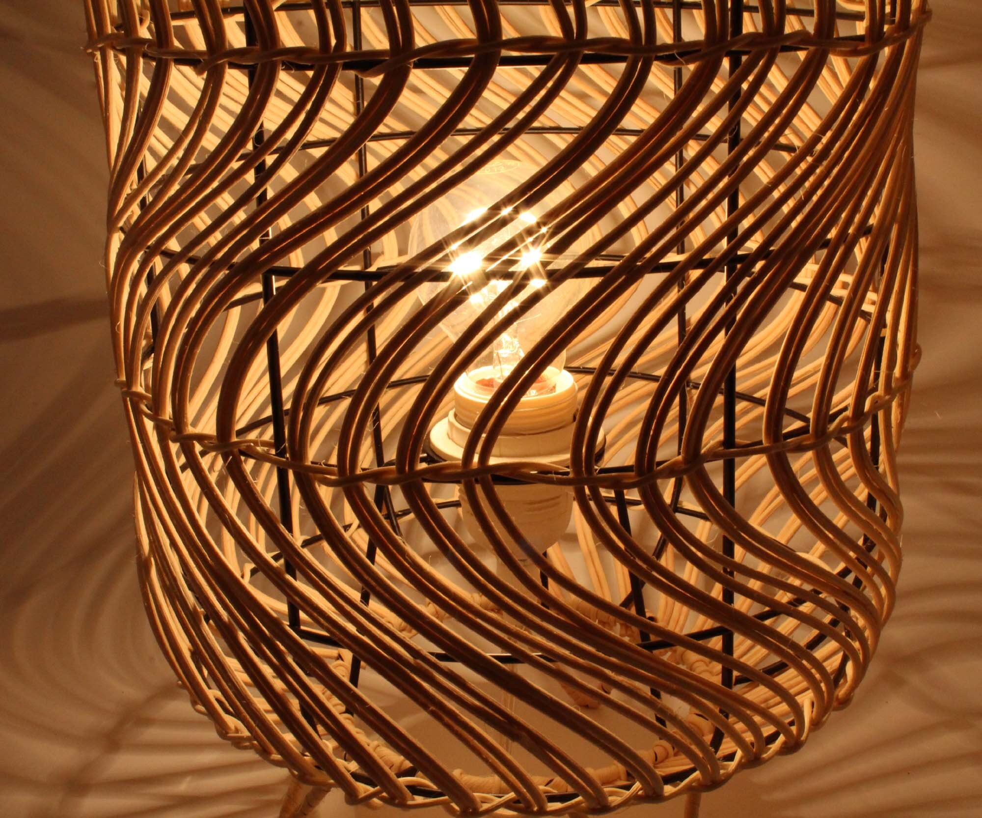 Creative Rattan Table Lamps Rattan Desk Lighting Fixtures Etsy