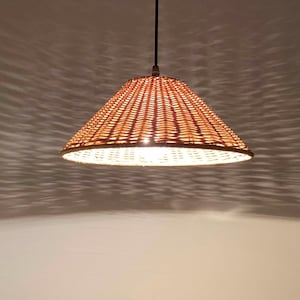 Handcrafted Rattan Woven Pendant Lamp,Rattan Pendant Light,Rattan Ceiling Light,Eco-friendly Lamp,Hardwired or Plug-In,5 Sizes Available