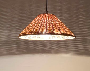 Handwoven Rattan Pendant Lamp, Rural Ceiling Light, Eco-friendly Ceilling Lamp, Hardwired or Plug-In