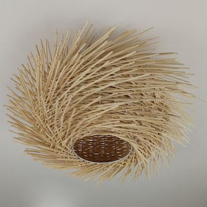 Bird Nest Rattan Flush Mount,Handwoven Ceiling Light,Rattan Ceiling Lamp,Flush Mount Light,Boho Ceiling Fixture,Handcrafted Lighting Fixture