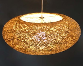 Hemp Rope Oval Pendant Light: Natural Fiber Lampshade