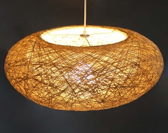 Double Lampshade Hemp Rope Oval Pendant Lighting -Decor Lighting -Home Lighting -Bar Lighting  Rural Lighting-Lamp fixture -Brown Lampshade