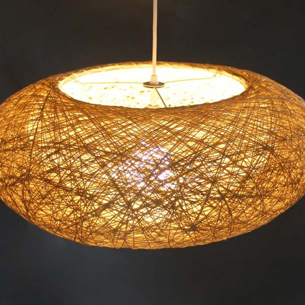 Double Lampshade Hemp Rope Oval Pendant Lighting -Decor Lighting -Home Lighting -Bar Lighting  Rural Lighting-Lamp fixture -Brown Lampshade