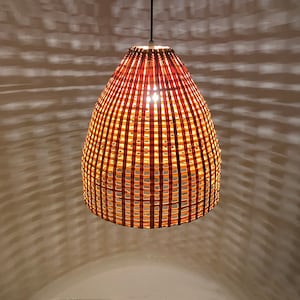 Handwoven Bamboo Pendant Light,Bamboo Basket Pendant Light,Eco-Friendly Bamboo Lighting,Farmhouse Bamboo Ceiling Lamp,Size W15&quot; by H15&quot;