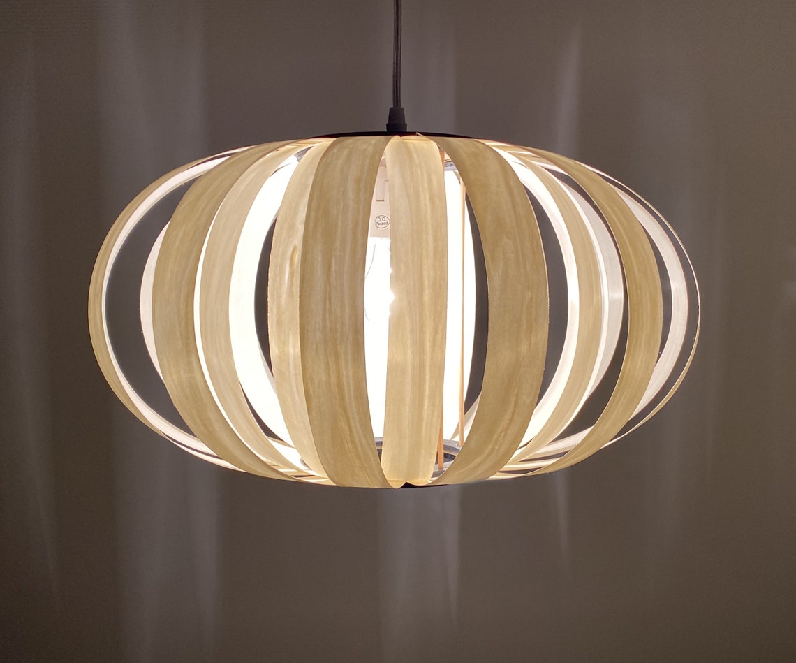 Thin Wooden Paper Pendant Lightsdecorative Lightingcreative Etsy