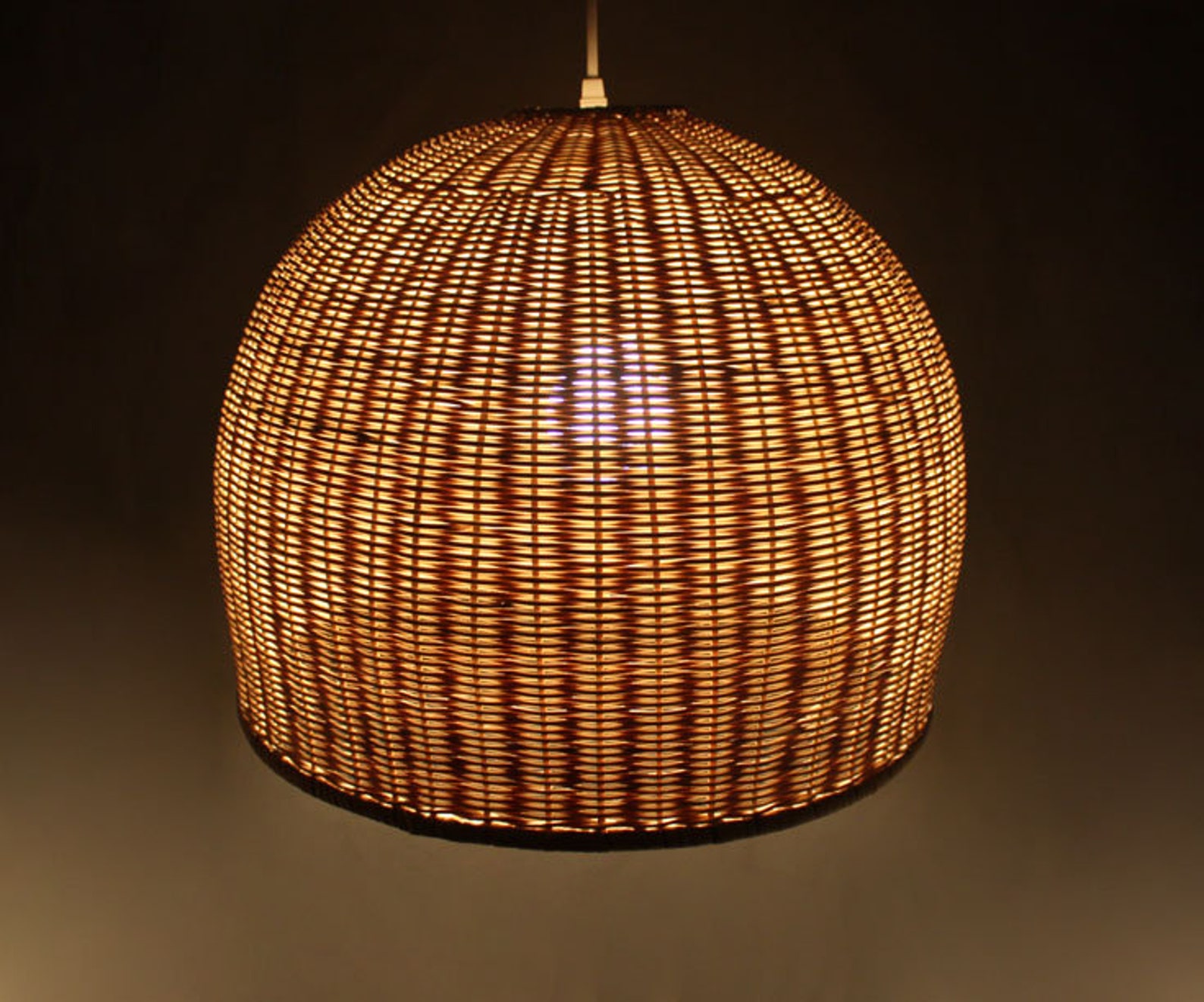 Handwoven Rattan Basket Pendant Lightspendant Etsy