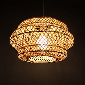Natural bamboo Pendant Light,Handmade Bamboo Lighting,Boho Ceiling Fixture,Bamboo Ceiling Light,Bamboo Decor Lamp,Rustic Ceiling Lamp