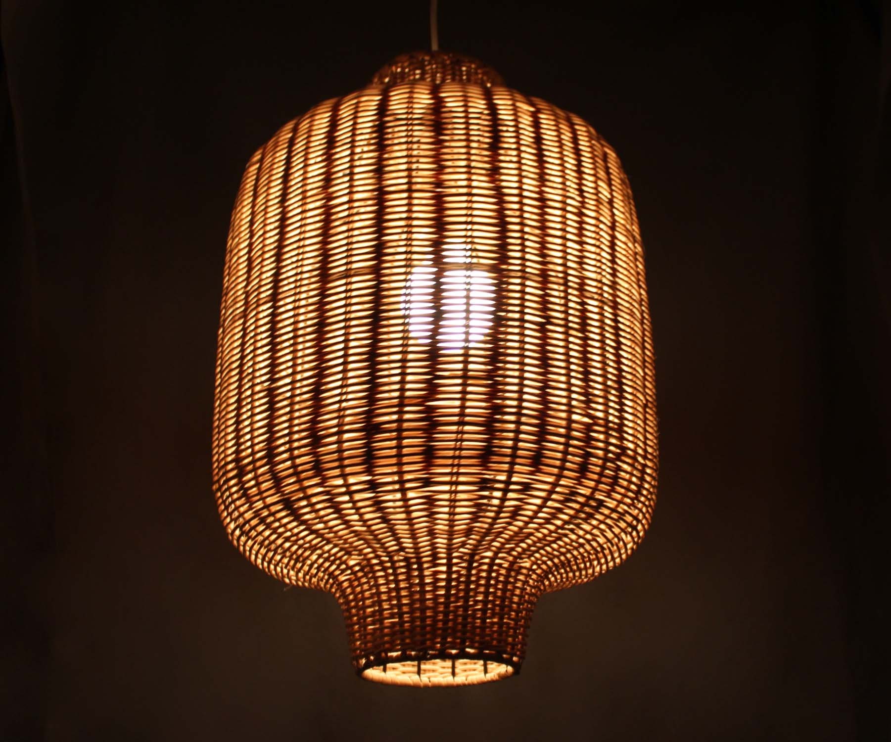 Rattan Hanging Lantern - Rattan Pendant Light - Rustic Lantern - Rustic ...