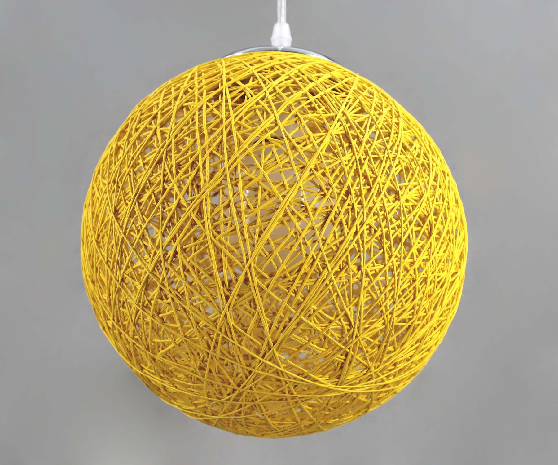 Yellow Rope Ball Pendant Lights hang Spherical Lighting Decor