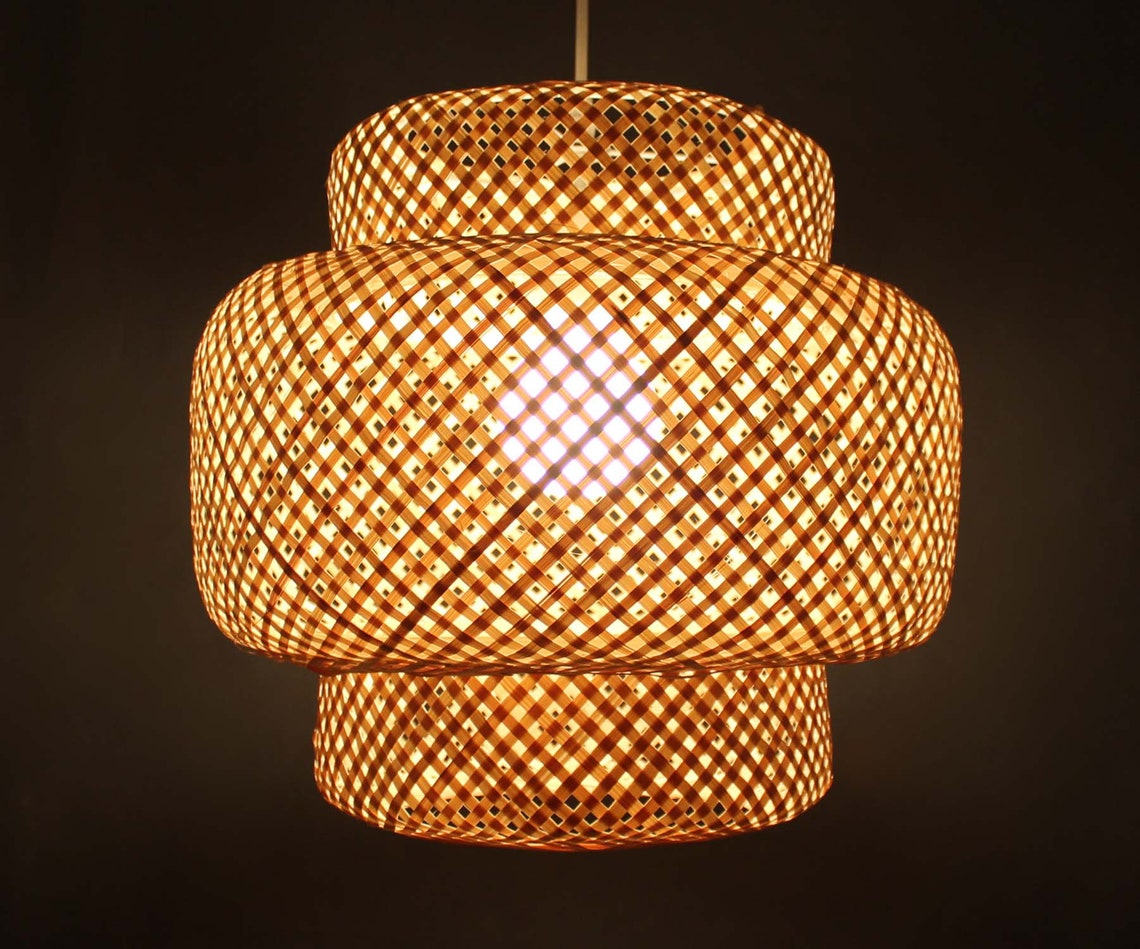 Natural Bamboo Tower Pendant Light Rustic Bamboo Lighting Etsy