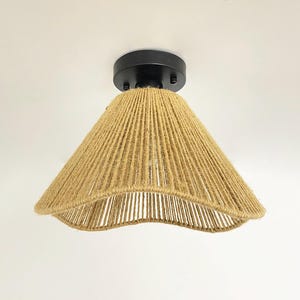 Handwoven Hemp Rope Flush Mount Light - Eco-Friendly Hallway Lighting (11.8&quot;x11&quot;)