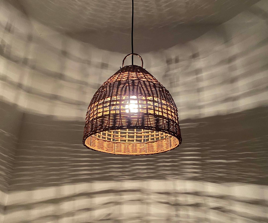Light Brown Rattan Basket Pendant Light Rattan Lighting Fixture Shade's