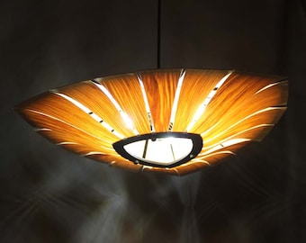 Wooden Paper Pendant Light: Umbrella-Shaped Ceiling Decor