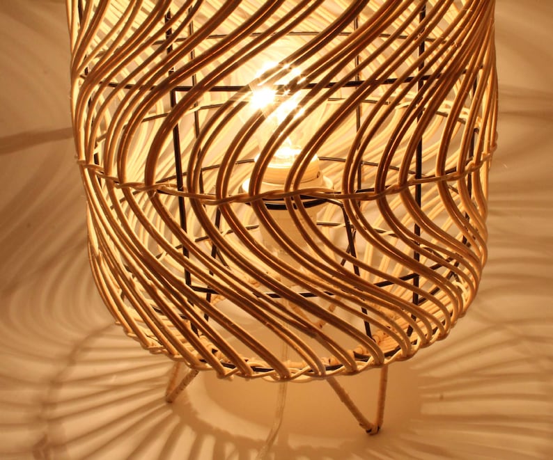 Creative Rattan Table Lamps Rattan Desk Lighting Fixtures Etsy