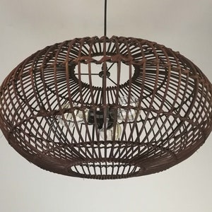 Black Oval Rattan Pendant Light Black Chandelier Lighting Black Rustic Lighting Three Light Bulb Sockets In 110-240V/50-60Hz image 8