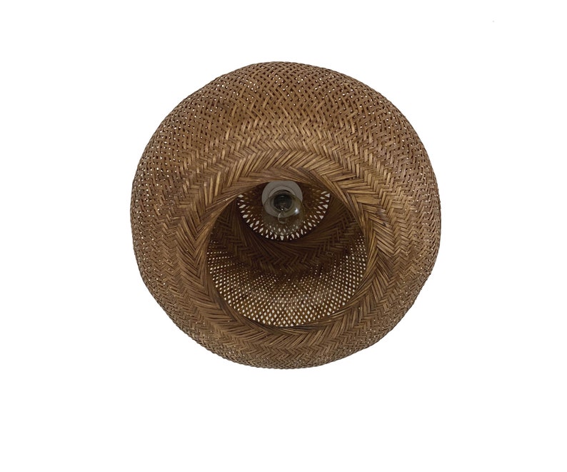 Braune runde Bambus-Unterputz-Leuchte Niedrige Deckenleuchte Semi Flush-Beleuchtung 110-240 V / 50-60 Hertz Weltweit verwenden Bild 4
