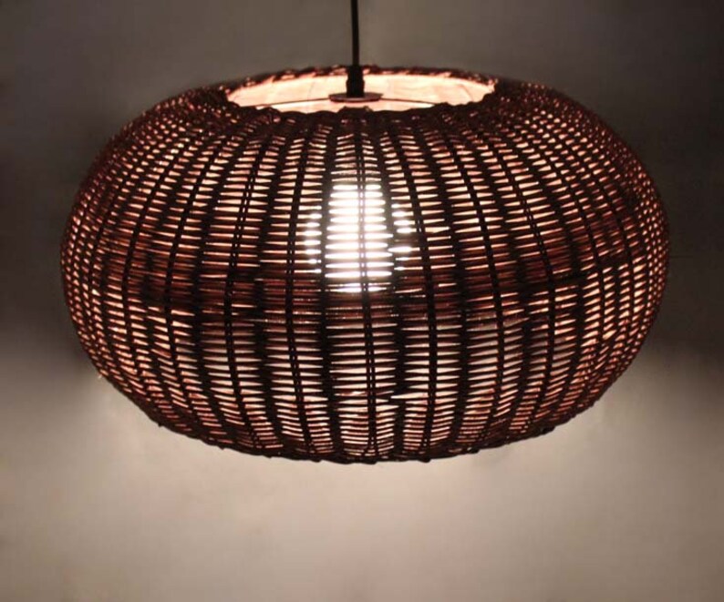Brown Rattan Lighting Fixtures Rattan Lamp Wicker Lighting Etsy