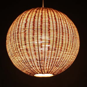 Spherical Rattan Ceiling Lighting Fixture,Rattan Globe Lighting,Rustic Ceiling Light,Rattan Pendant Light,4 Sizes Avl,Natural Color or Black