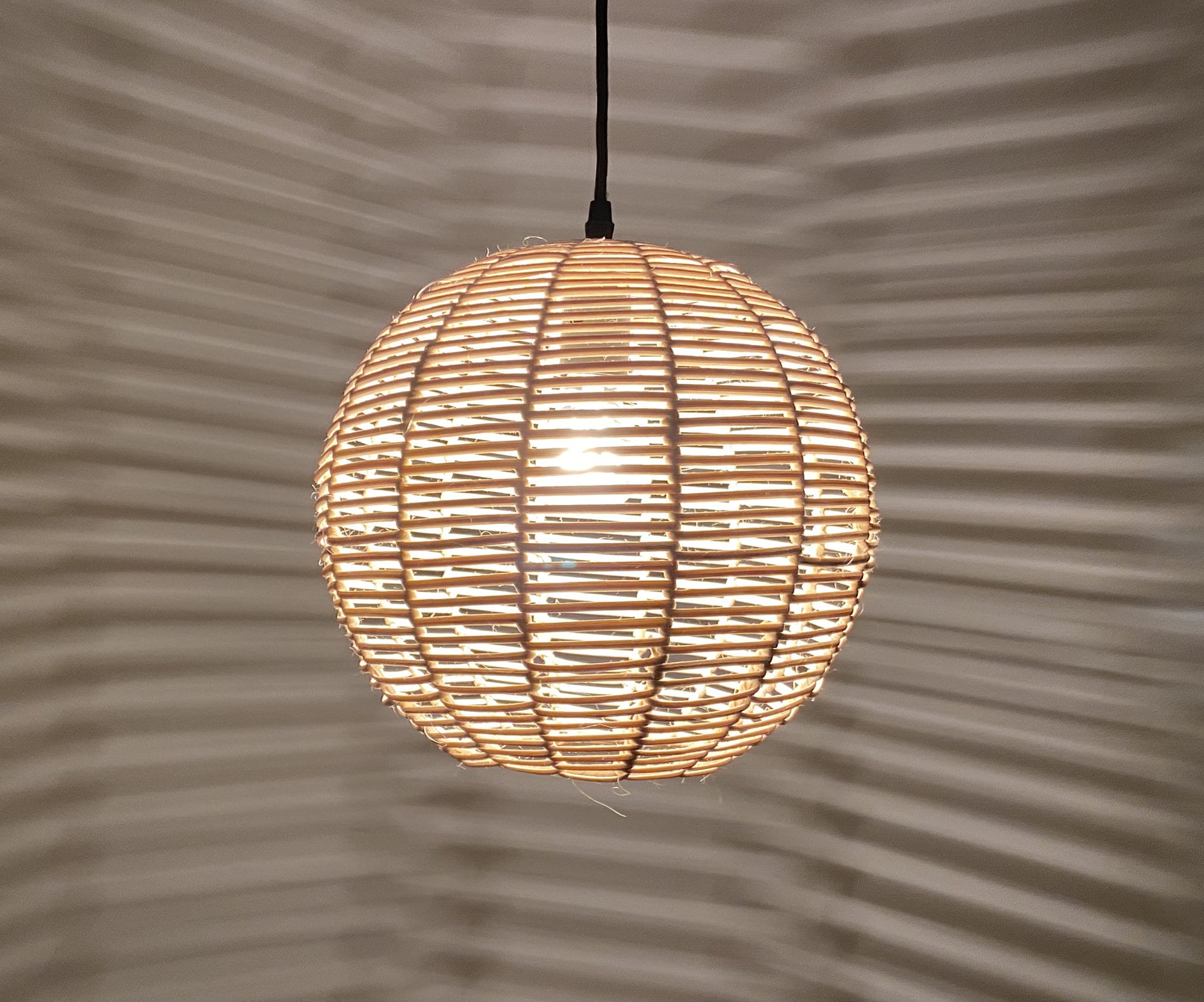 Spherical Rattan Pendant Light – Rust...