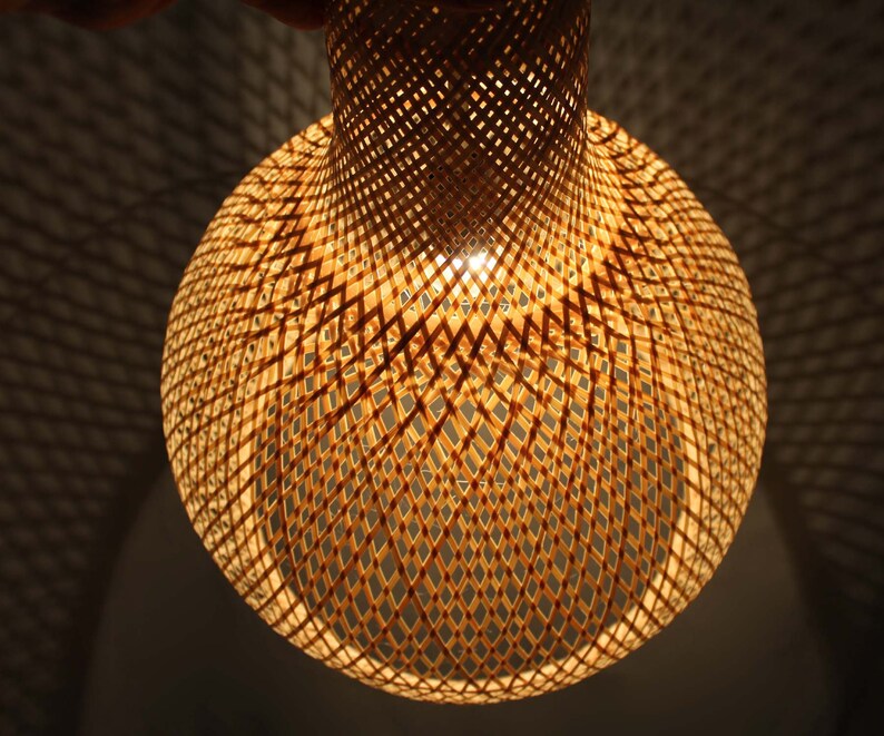 Bottleshaped Bamboo Pendant Light Bamboo Lighting Natural Etsy UK