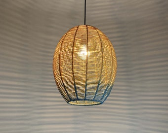 Paper Rope Pendant Light: Rustic Rugby-Shaped Lampshade