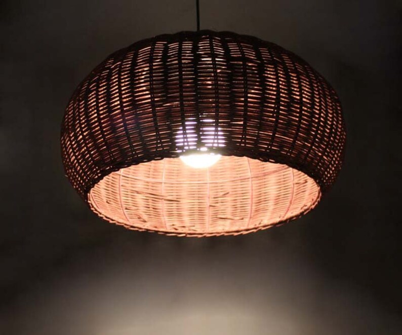 Brown Rattan Lighting Fixtures Rattan Lamp Wicker Lighting Etsy