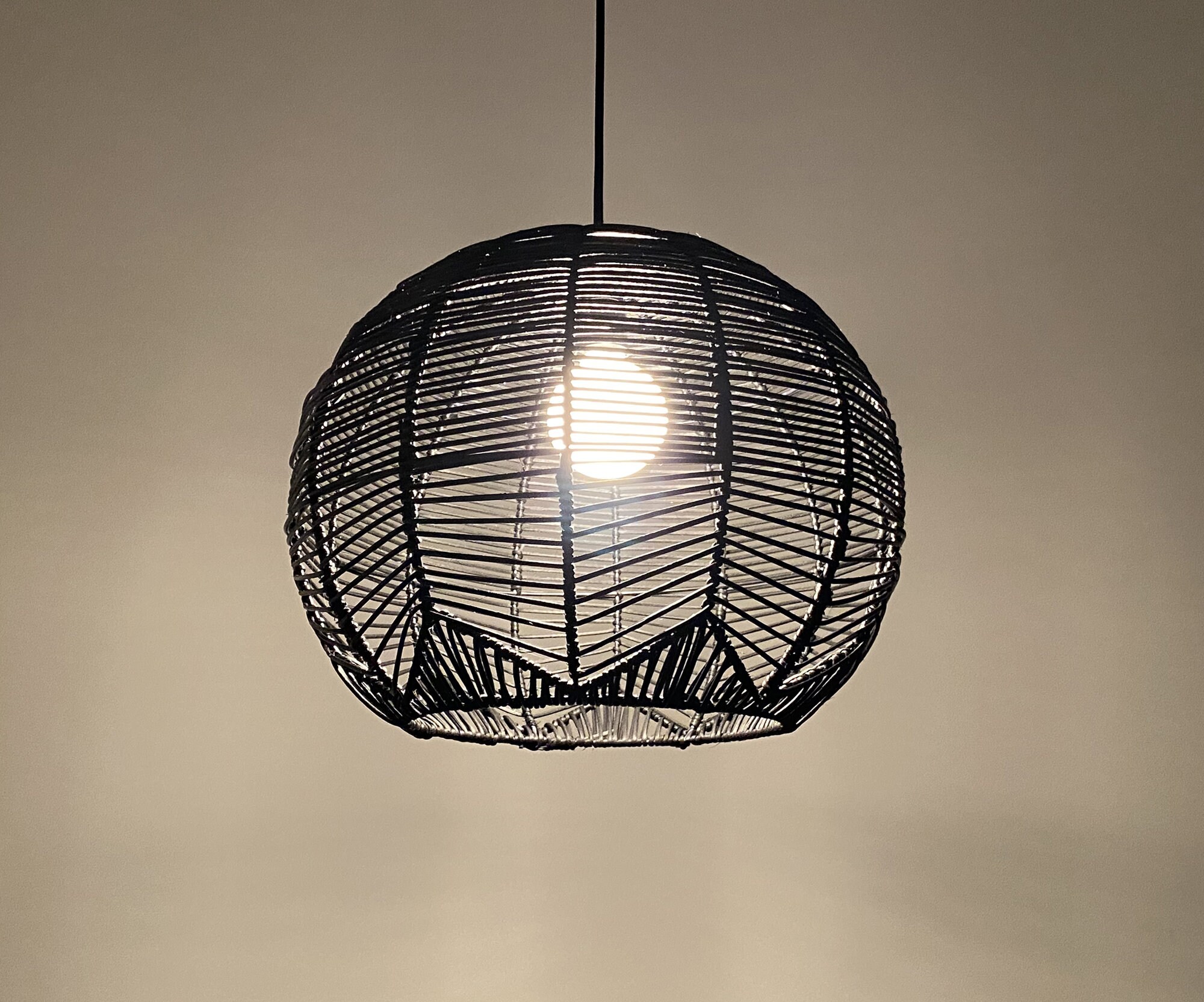 Black Rattan Lighting Ball-shaped 