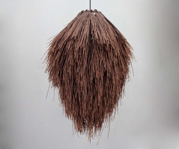 Handwoven Rattan Pendant Light, Rustic Ceiling Light, Romantic Style Lighting, Lampshde W15" X H19.7"