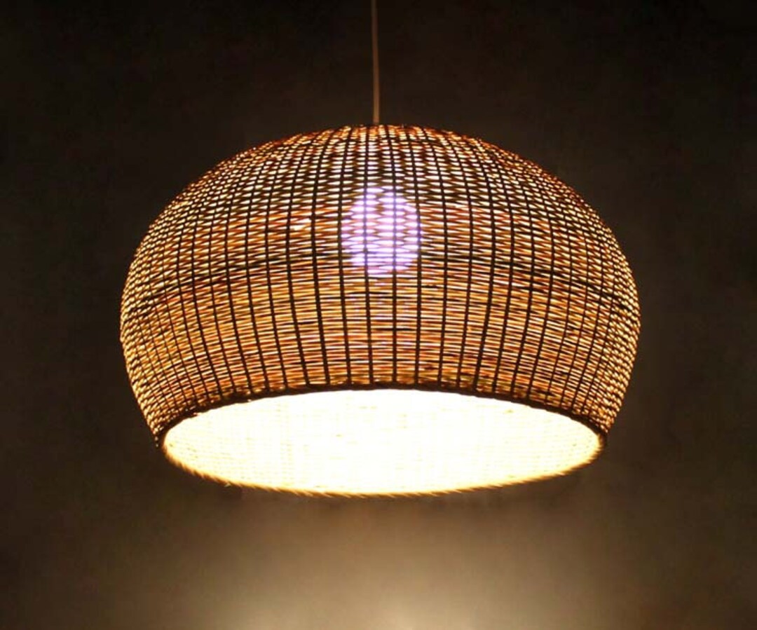 Handwoven Bamboo Pendant Light,bamboo Flush Mount Lighting Fixture ... - Bamboo Lighting Fixtures For Bedroom 2029