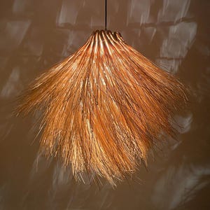 Handwoven Thin Rattan Pendant Light,Boho Home Decor Ceiling Light Fixture,Eco Friendly Lighting,Rattan Ceiling Light,Width 20&quot; by Height 24&quot;